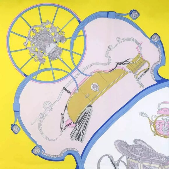 Auth HERMES Carre 90 SPRNGS Scarf Yellow/Multicolor Silk - Picture 4 of 16